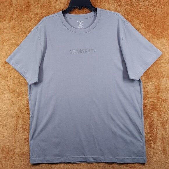 CALVIN KLEIN Sleepwear Mens Large Gray Pullover Crew Logo Tee T-Shirt - Picture 1 of 7